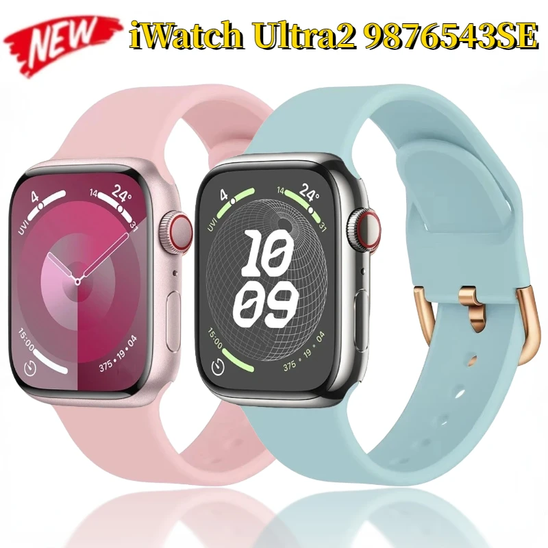 Silicone Strap for Apple Watch Band Ultra 10 9 8 7 6 5 4 SE Bracelet Colour Buckle for IWatch 49mm 46mm 45mm 41mm 44mm 42mm 40mm