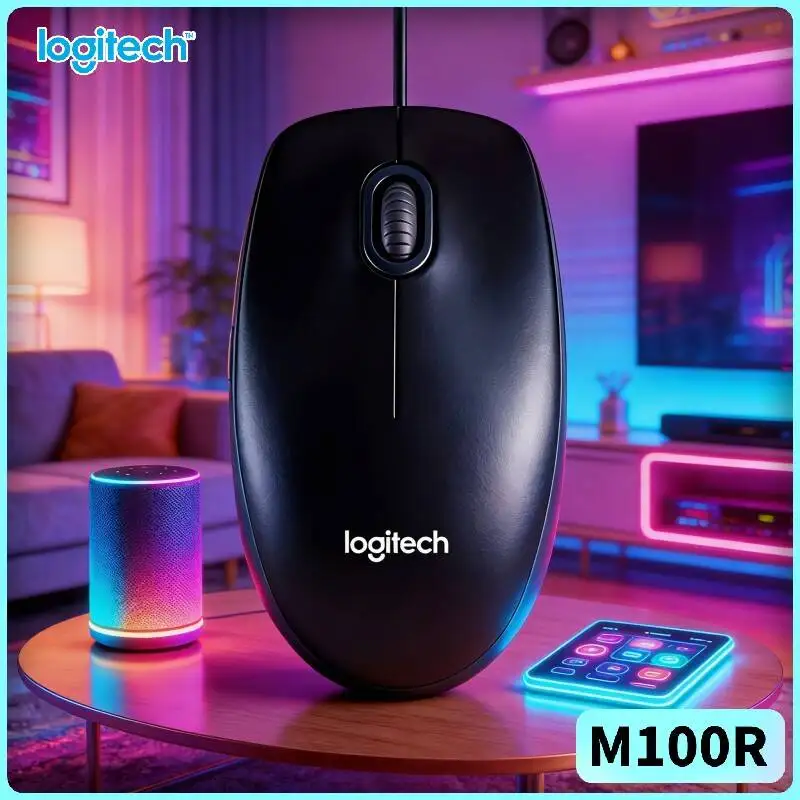 

Logitech M100R USB Wired Mouse 1000DPI Optical Sensor Comfort Palm Grip 1.8m Cable Ambidextrous Fit Left Right Hand User Office