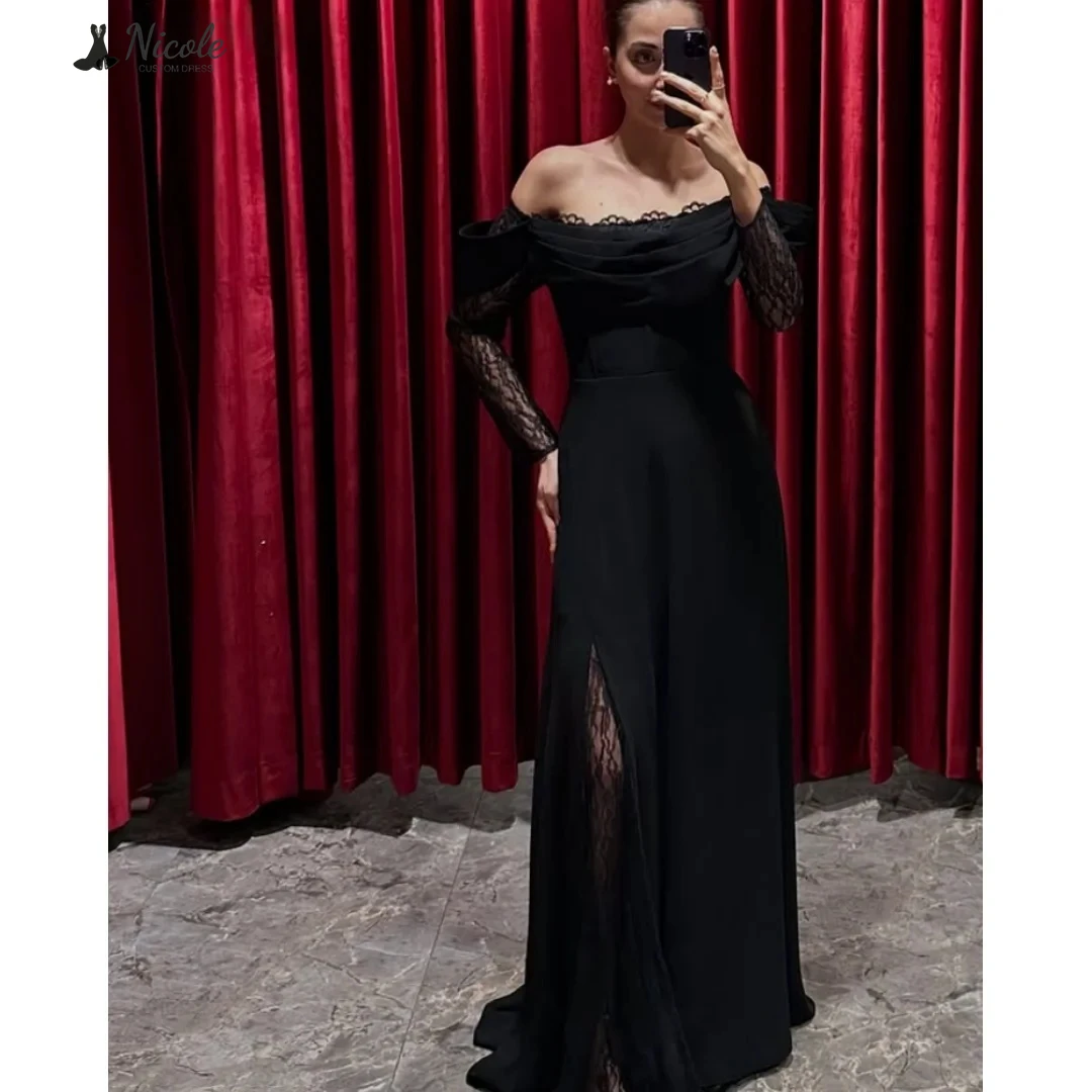 

Nicole Lace Elegant Evening Dresses for Woman Luxury Evening Dress 2025 Black Custom Made Formal Dresses for Women Wedding Party