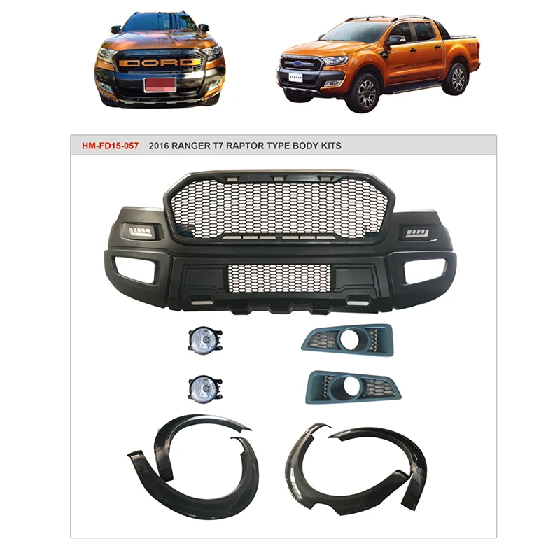 

Suitable For Ford Ranger T7 4x4 Raptor Type Body Kit Headlight Bumper Grille