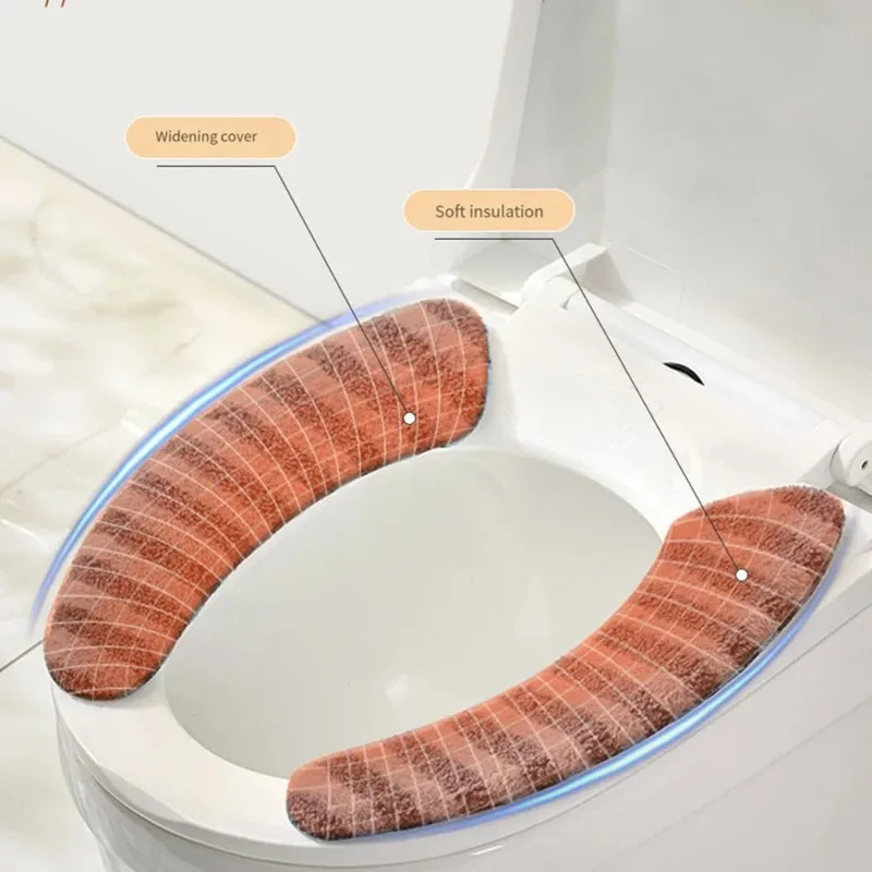 Thickened Toilet Seat Cushion Cover Washable Winter Soft Warmer Toilet Mat Reusable Bathroom Accessory