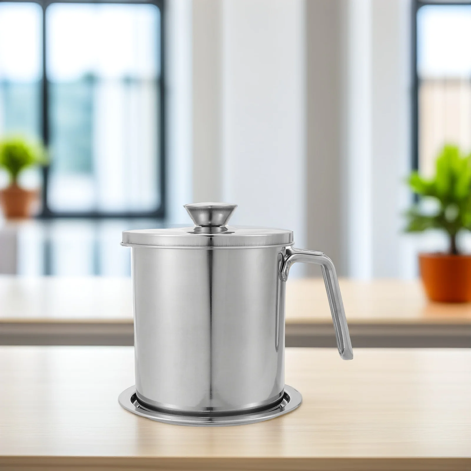 

Stainless Steel Lard Tank Grease Container Mesh Strainer Cooking Can Kitchen Filter Used Oil Coconut Oil Pan Grill Bacon Grease