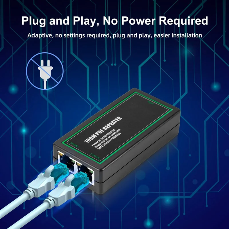 BNVN-1 a 2 puertos extensor POE extensor Poe repetidor Ethernet 100Mbps para cámara IP NVR AP IP voz IEEE802.3Af/en estándar