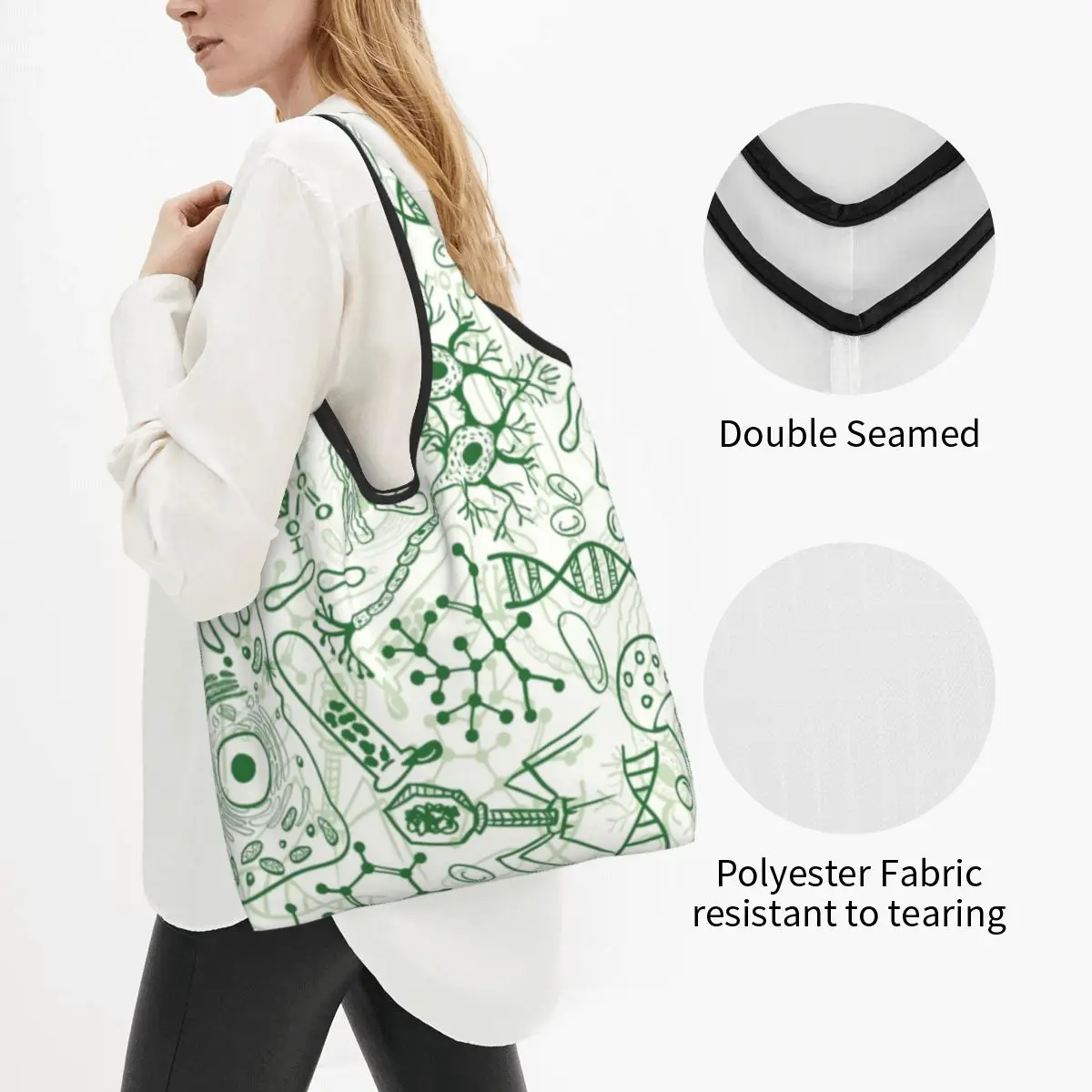 Germ Science Grocery Shopping Bag Funny Shopper Tote Shoulder Bags Big Capacity Portable Chemistry Lab Tech Handbag