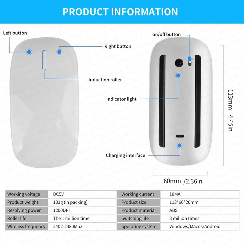 APPLE Asli Nirkabel Bluetooth 5.0 Sentuh Magic Mouse untuk Macbook Pro Air Mini Laptop Tablet PC iPad Gaming Ergonomico Mouse