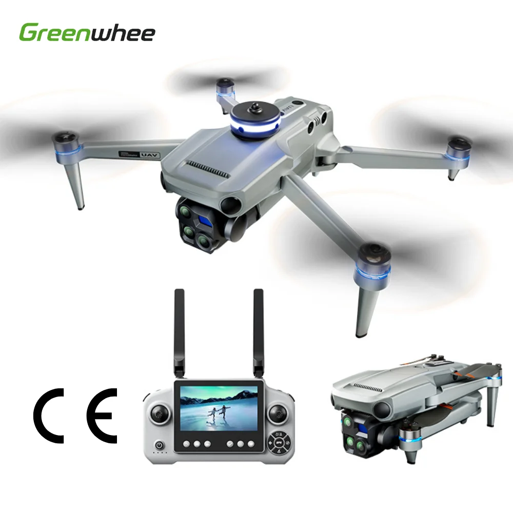 Greenwhee P50 Faltbare GPS-Drohne mit Dreifach-1080P-HDR-HD-Kamera, Hindernisvermeidung, automatischer Rückkehrfunktion, 4,5-Zoll-Bildschirm-Fernbedienung, Nutzlast-Lieferfunktion, tragbarer