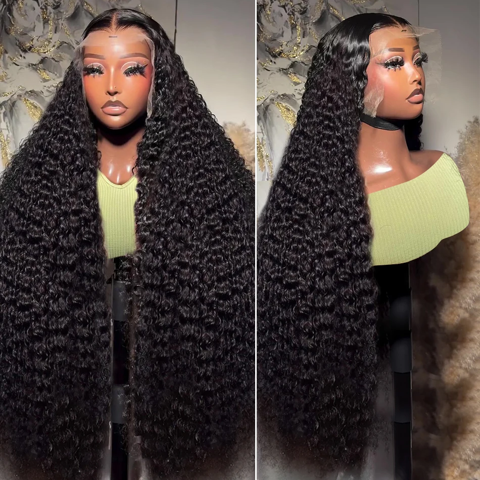 250 Density HD 13X6 Transparent Deep Water Wave Curly Human Hair Lace Frontal Wig 30 34 Inch 13X4 Lace Front Human Hair Wigs image 4