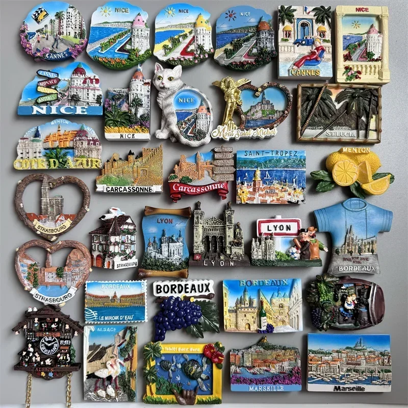Francja Pamiątka turystyczna Magnesy na lodówkę Strasburg Cannes Nice Alsace Menton Francuskie naklejki magnetyczne Dekoracja Prezenty podróżne