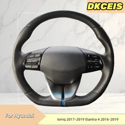 Car Steering Wheel Cover Faux Leather Breathable For Hyundai Ioniq 2017-2019 Elantra 4 2016-2019 Steering Wheel Braiding Cover