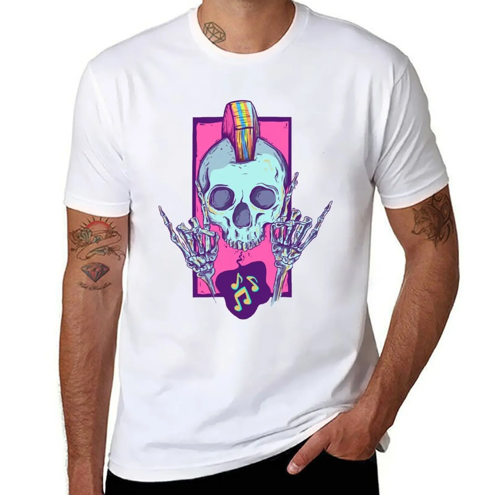 

Rock on punk skull T-Shirt cotton t shirt pack cotton t shirts high quality T-Shirt