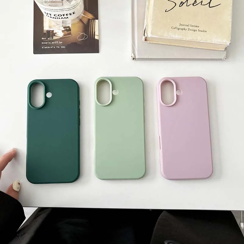 Luxury Candy Color Soft Cases for IPhone 15 14 16 13 Pro Max 16plus 16Pro Bumper Shockproof TPU Silicone Back Cover Caque