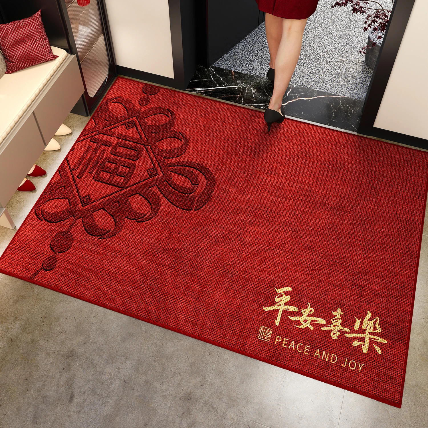 

Entrance Mat Door Mat Anti Dirt Dust Removal Festive Red Carpet Doorstep Welcome Footwear Cleaning Rug Home Entrance Doormat
