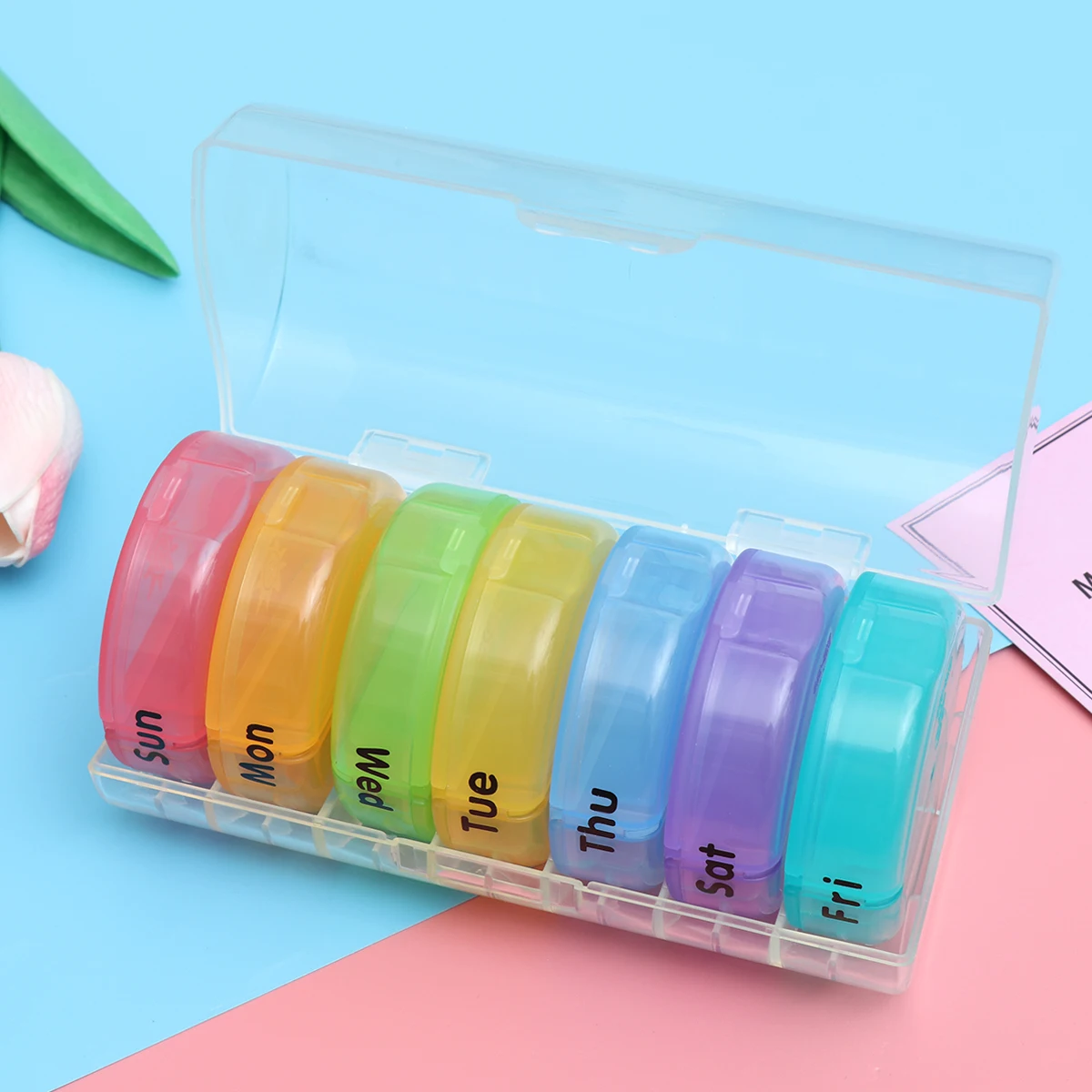 

14 Compartments Portable Plastic Pillbox Weekly Medicine Organizer 7 Day Am Storage Container Day Am