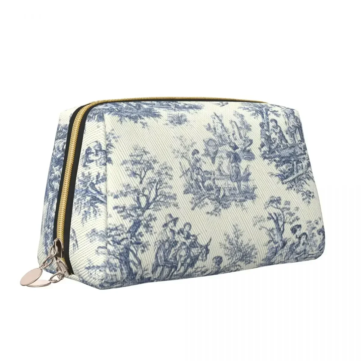 Powder Blue French Toile Picnic Designs Makeup Bag for Women Travel Cosmetic Organizer Cute Storage Toiletry Bags