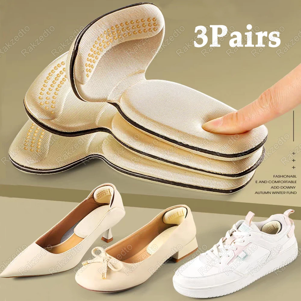 6pcs Heel Pads for Shoes Reduce Size Inserts High Heels Pain Relief Insoles for Shoes Woman Soft Sponge Shock Absorbing Shoe Pad