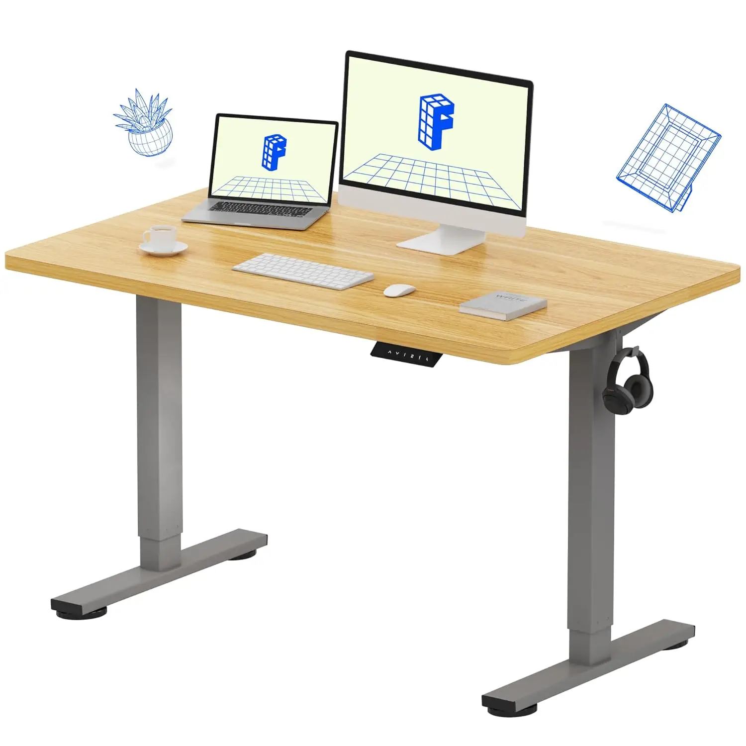

EN1 One-Piece Height Adjustable Desk 48 x 30 inch Electric Standing Desk for Home Office (Silver Frame + 48", Customized