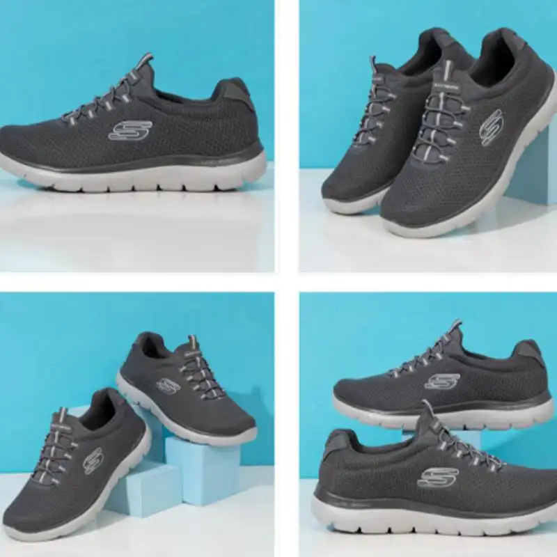 Skechers Men's Shoes New Summer Mesh Breathable Slip-On Casual Shoes Authentic Soft Sole Shoes for the Elderly 52811-CHAR sport