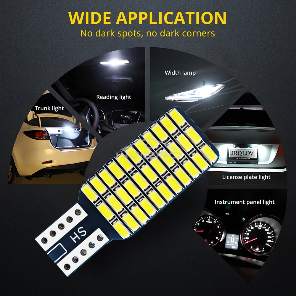 2 lâmpadas de carro 168 194 lâmpada de sinalização 3014 33smd painel placa de licença luz tronco branco dc 12v auto interior condução cúpula mapa led