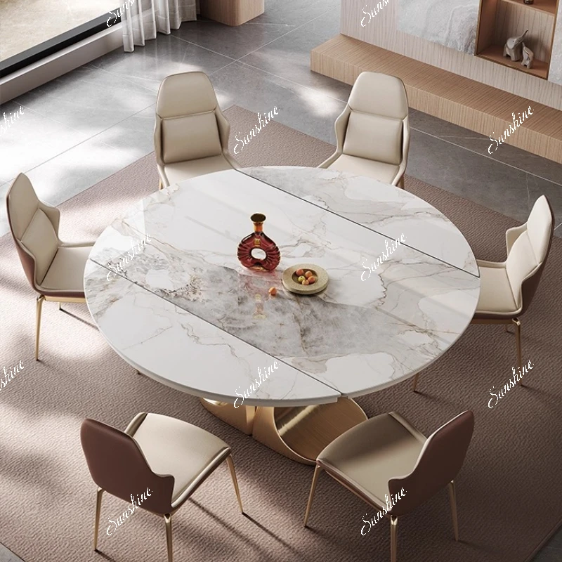

Slate, light luxury simple modern small apartment living room, household retractable square becomes round dining table