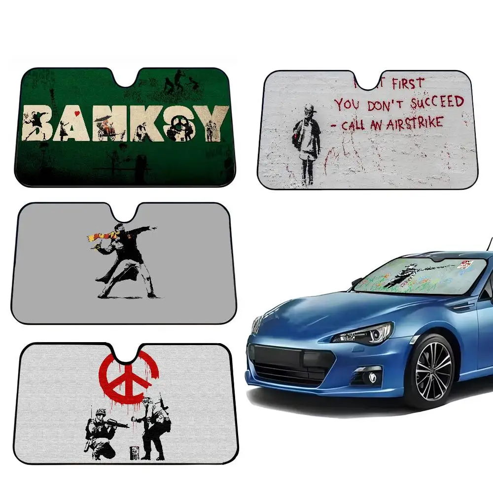 

Бэнкси аниме мультфильм оконная фольга с подогревом лобовое стекло солнцезащитный козырек автомобиля переднее окно козырек автомобиля солнечные защитные инструменты