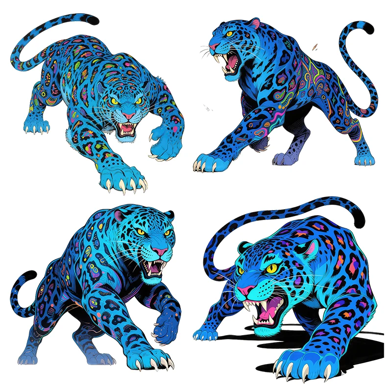 Three Ratels CD31 Blue Forest Cheetah Animal Wall Stickers for Home Decoration Personalized Car decals