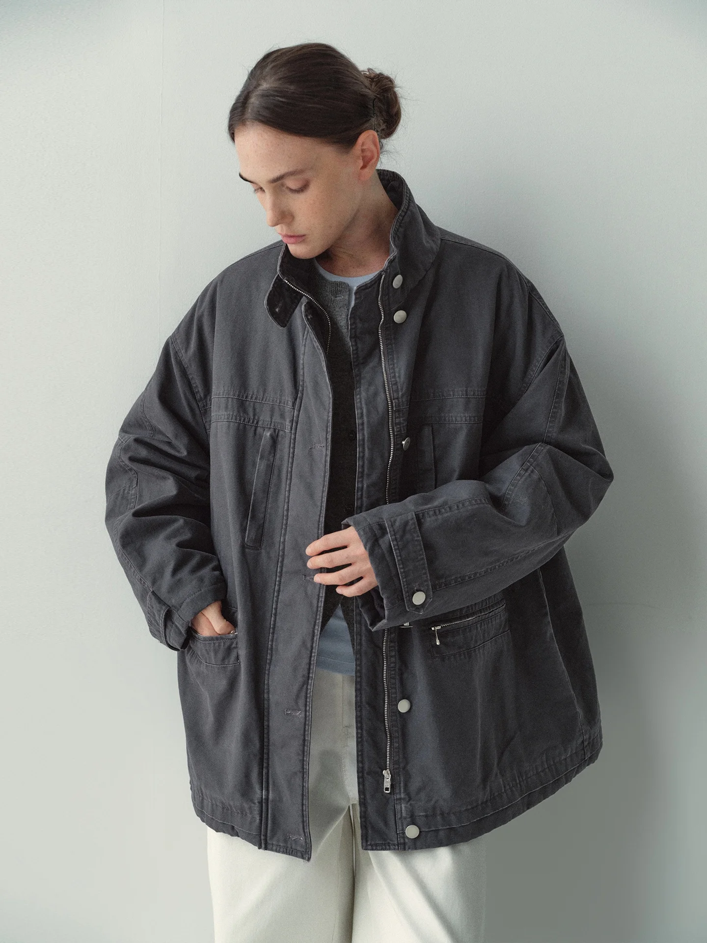 

GORRI Heavyweight Sand Waed Vintage Workwear Jaet Quilted Cotton Barn Sle Outerwear Warm Thiened Jaet