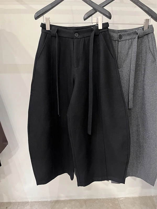 

plus Size Wide Leg Pants High Waist Straight Cut Woolen Casual Slimming Women's Faion Autumn Winter Korean Sle Commute