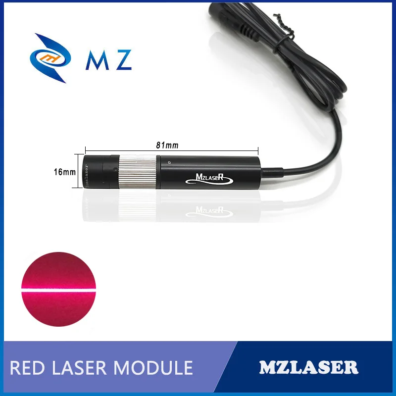 Red Line Laser Diode Module D16mm Adjustable Focusing 650nm 20mw 5V Glass Lens Industrial Grade Line Laser Module