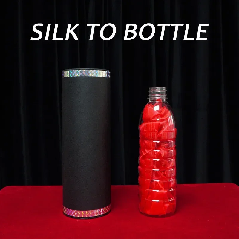 Silk to Bottle Stage Magic Tricks 45*45cm Silks Appear in Plastic Bottle Magia No Angle Limit Magicians Prop Accessory Illusion