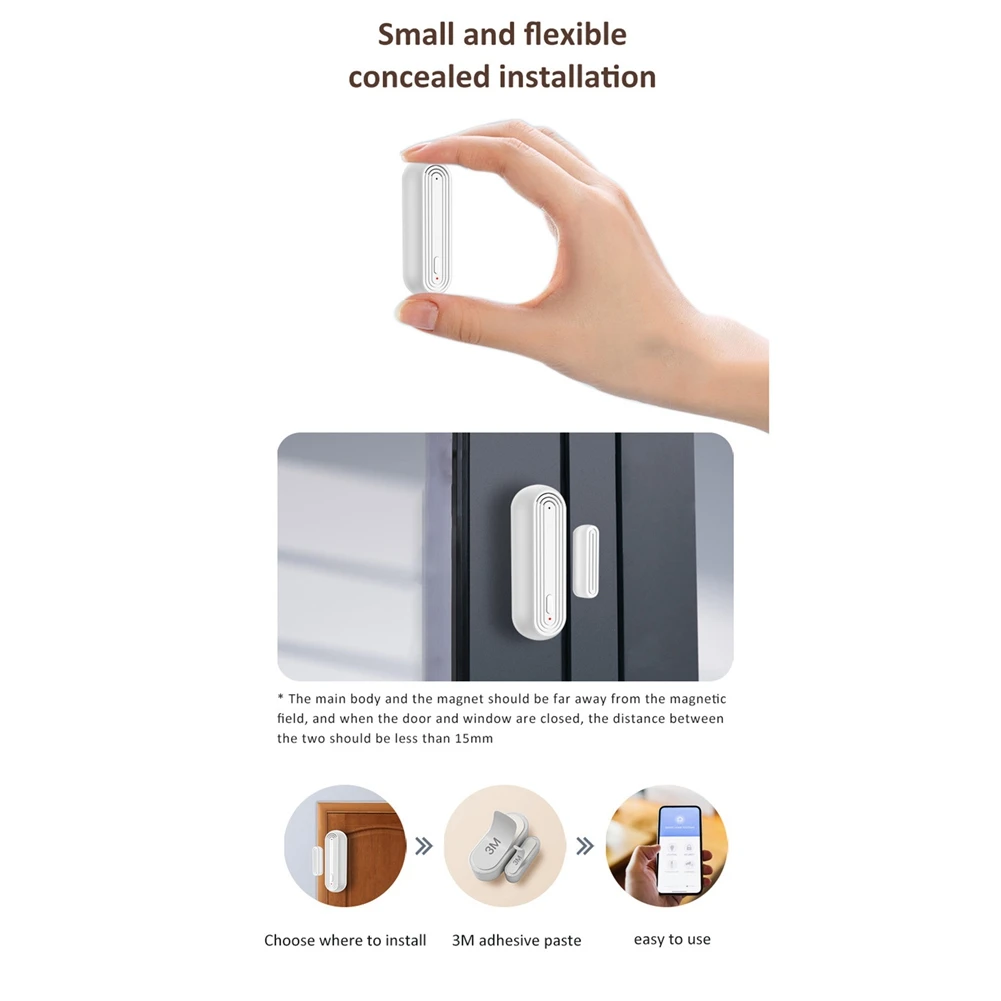 (Limited Offer) Tuya Wifi Smart Door Magnetic Sensor App Control USB Wireless Door & Window Sensor Door Magnetic Alarm Detector