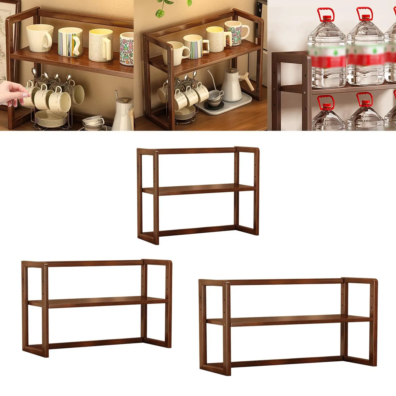 Desktop Organizer Holder Tabletop Stand Display Shelf Reinforced Backboard Seasoning Rack Storage Shelves Rack for Countertop
