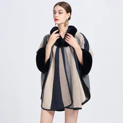 Large Size Loose Women's Winter Coats Fashion Jacquard Faux Fur Coat 2022 New Cape Cardigan Poncho Europe and America Shawl