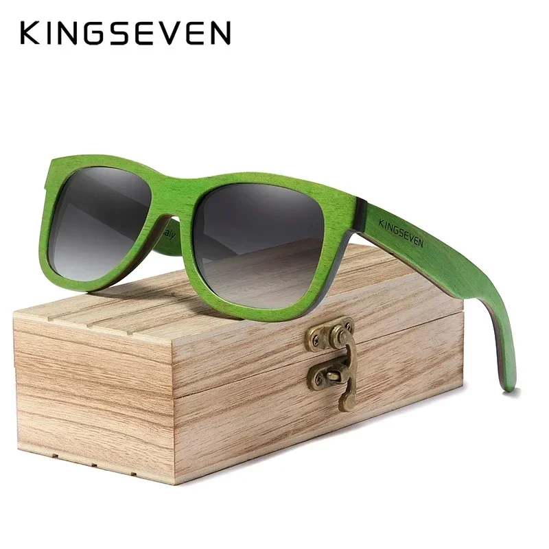 KINGSEVEN Handmade Natural Wooden Sunglasses For Men High Quality Polarized Gradient Lens Women UV400 Vintage Sun Glasses