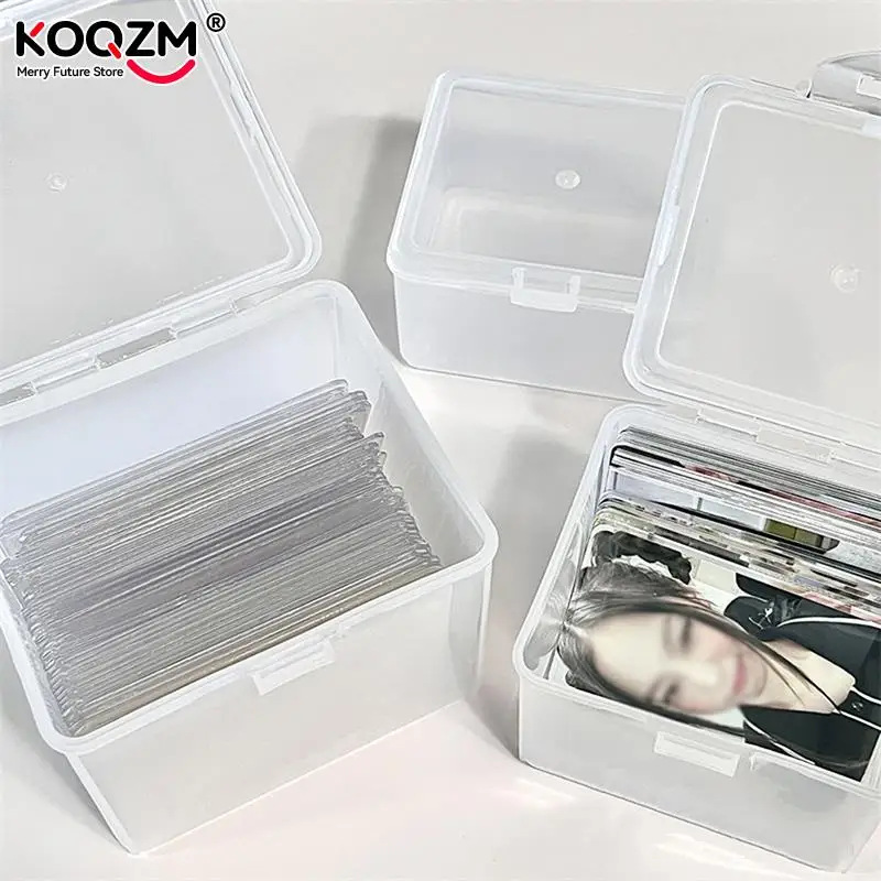 Photocards Storage Box Transparent Stickers Korea Idol Card Holder Desk Storage Organizer Classification Box School Stationery