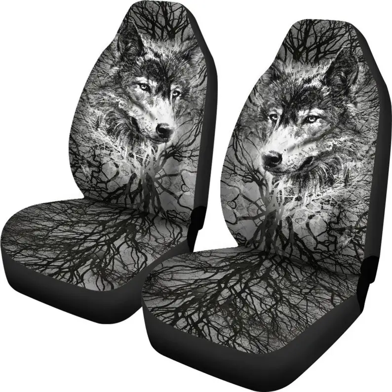 Hidden Wolf Tree, Car Seat Cover, 2 Front Seat Covers, Emo Goth Punk, Car Accessories, Floral, Car Covers, Seat Covers