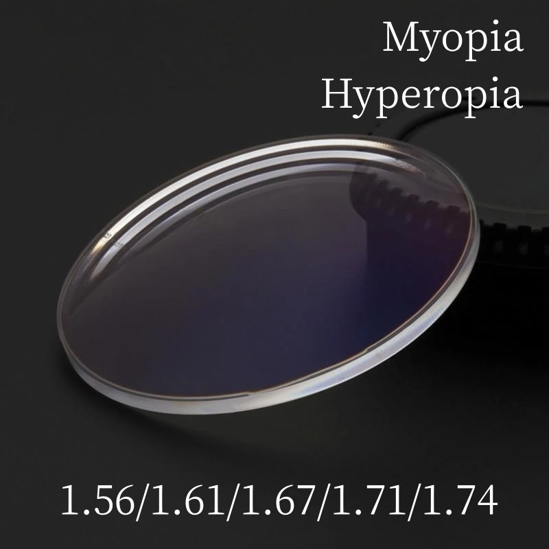 2 pièces, 1.56/1.61/1.67/1.71 contrevenants lentilles CR-39 lentilles asphpopularité en résine pour myopie/hypermétropie/lentille de lunettes avec revêtement