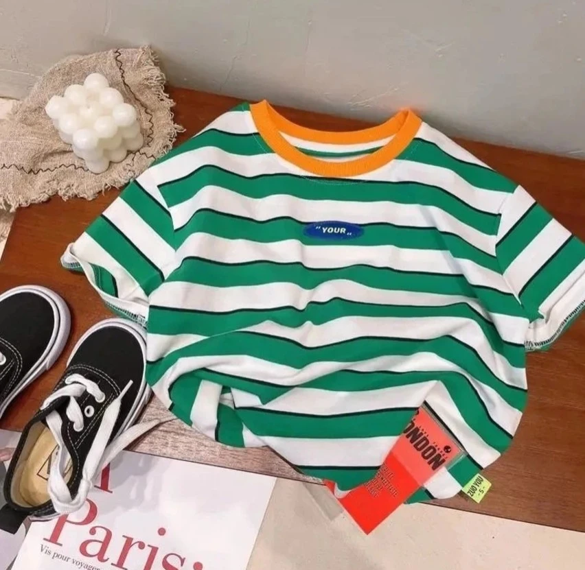 Toddler Boys Fashion Striped Short Sleeve T-Shirt Baby Infant Crew Neck Stripe Pattern Top Kid Clothing Wear Children Costume
