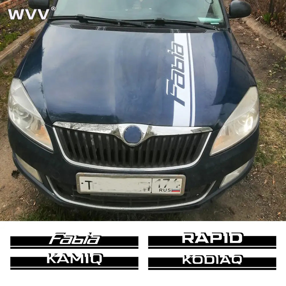 

For Skoda Octavia Fabia Rapid Kamiq Kodiaq Scala Karoq Superb Citigo Roomster Car Hood Stickers Engine Cover Auto Accessories