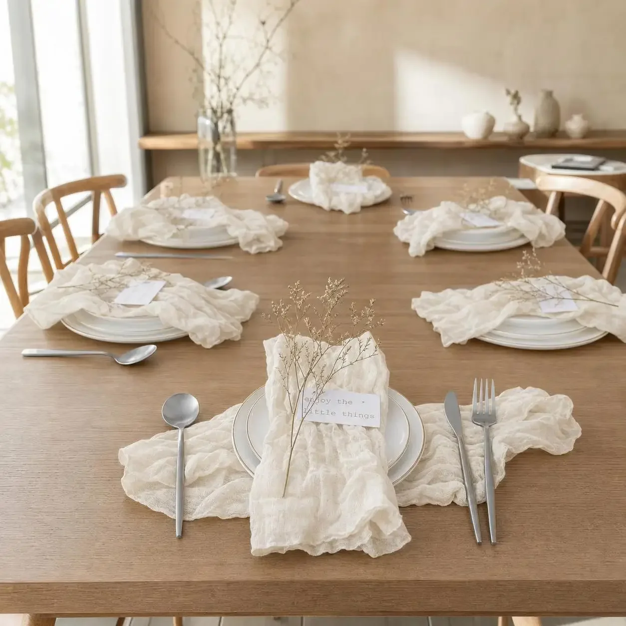 Party Supply Table Decoration Gauze Napkin Reusable Soft Cotton Napkin Solid Color Thin Placemats Home