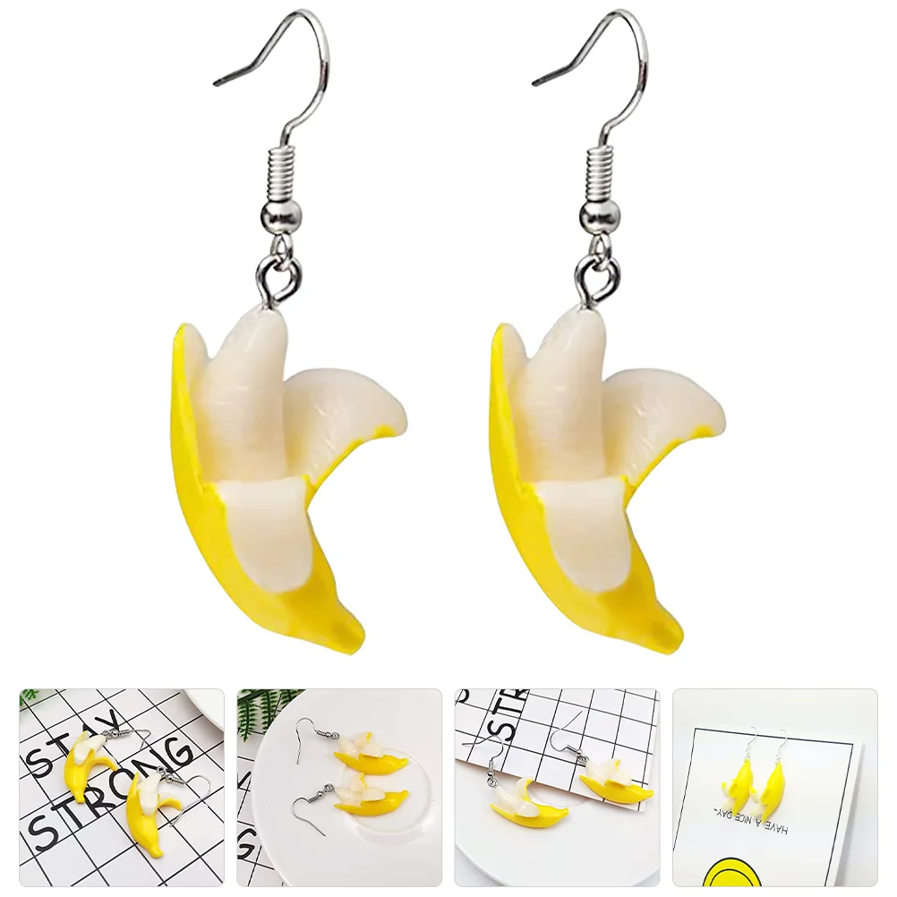 Banana Fruit Earrings The Gift Dangling for Girls Pendant Resin Dangle