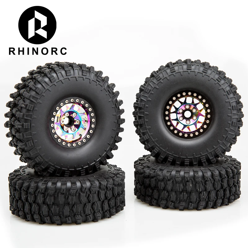 4Sets RhinoRC 3043 RC Crawler Tires mounted 1.9 2.2 Inch Wheel Rim for 1/10 Axial SCX10 TRX4 TRX-6