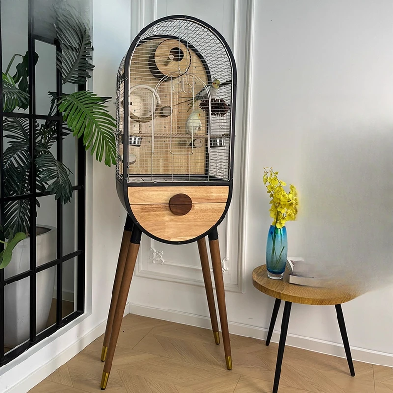 

Birdcage Villa Stainless Steel Metal Solid Wood High-end Monk Keck Xuanfeng House