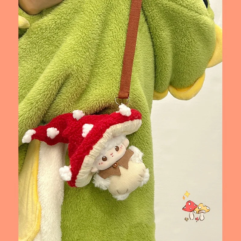 

10cm Doll Clothes Set Mushroom Themed Plush Hat & Outfit Cute Plush Wearable Doll Accessories For 10 Inch Soft Doll