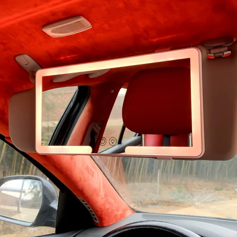 LEDCosmetic Mirror with Light Sun Visor Car with Light Enlarged Cosmetic Mirror Three-Color Dimming Car Car Cosmetic Mirror