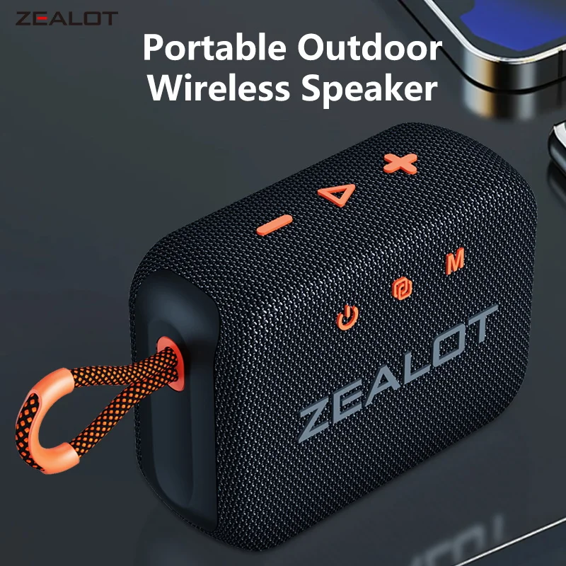 ZEALOT S75 10W Wireless Speakers, Outdoor Portable Subwoofer Speaker Waterproof IPX 6, Wireless Speaker, Dual Pairing,3000mAh.