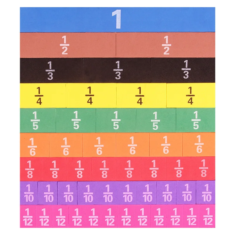 Fractions magnétiques colorées pour enfants, outil mathématique fuchsia, forme oligronde, Montessori, maths précoces, cadeau STEM, 51 pièces