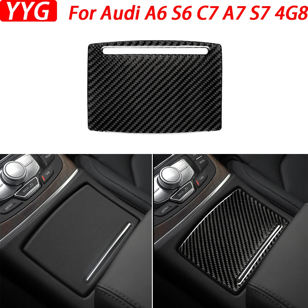 

For Audi A6 S6 C7 A7 S7 4G8 2012-2018 Real Carbon Fiber Center Console Cup Holder Panel Cover Decorative Car Interior Sticker