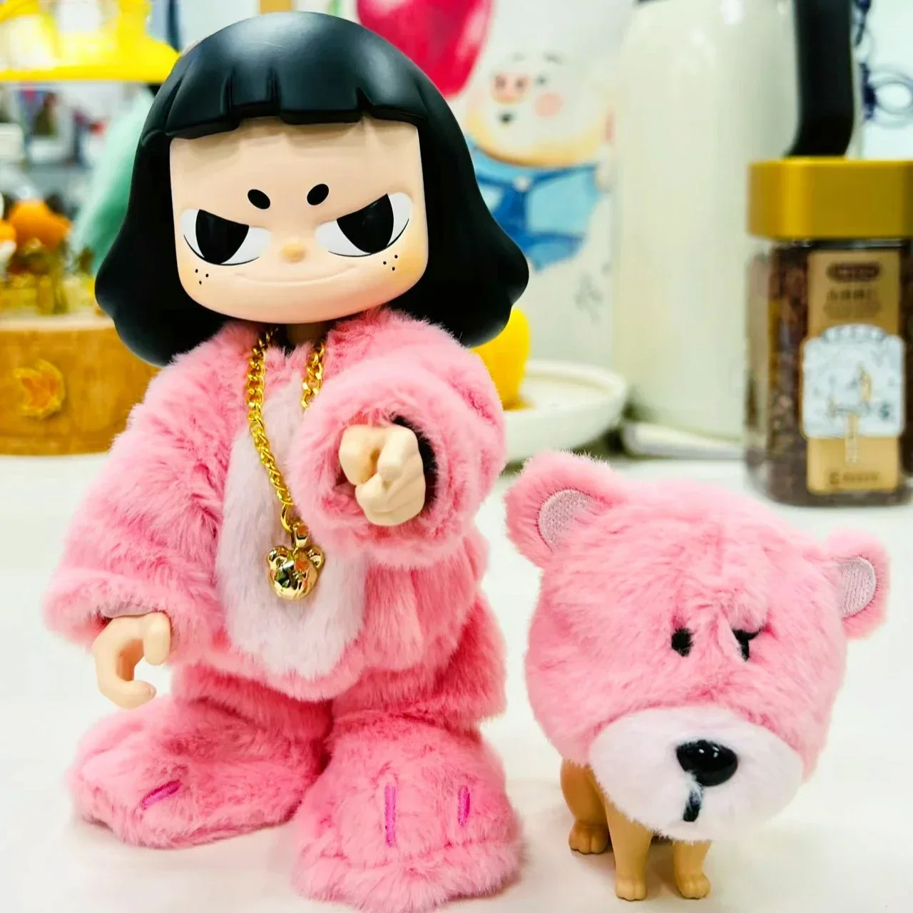 VITA Pinky Pink Fluffy 200% Action Figure Cloth with French Bulldog Ninego Art Toy Collection Popular Healing Toys