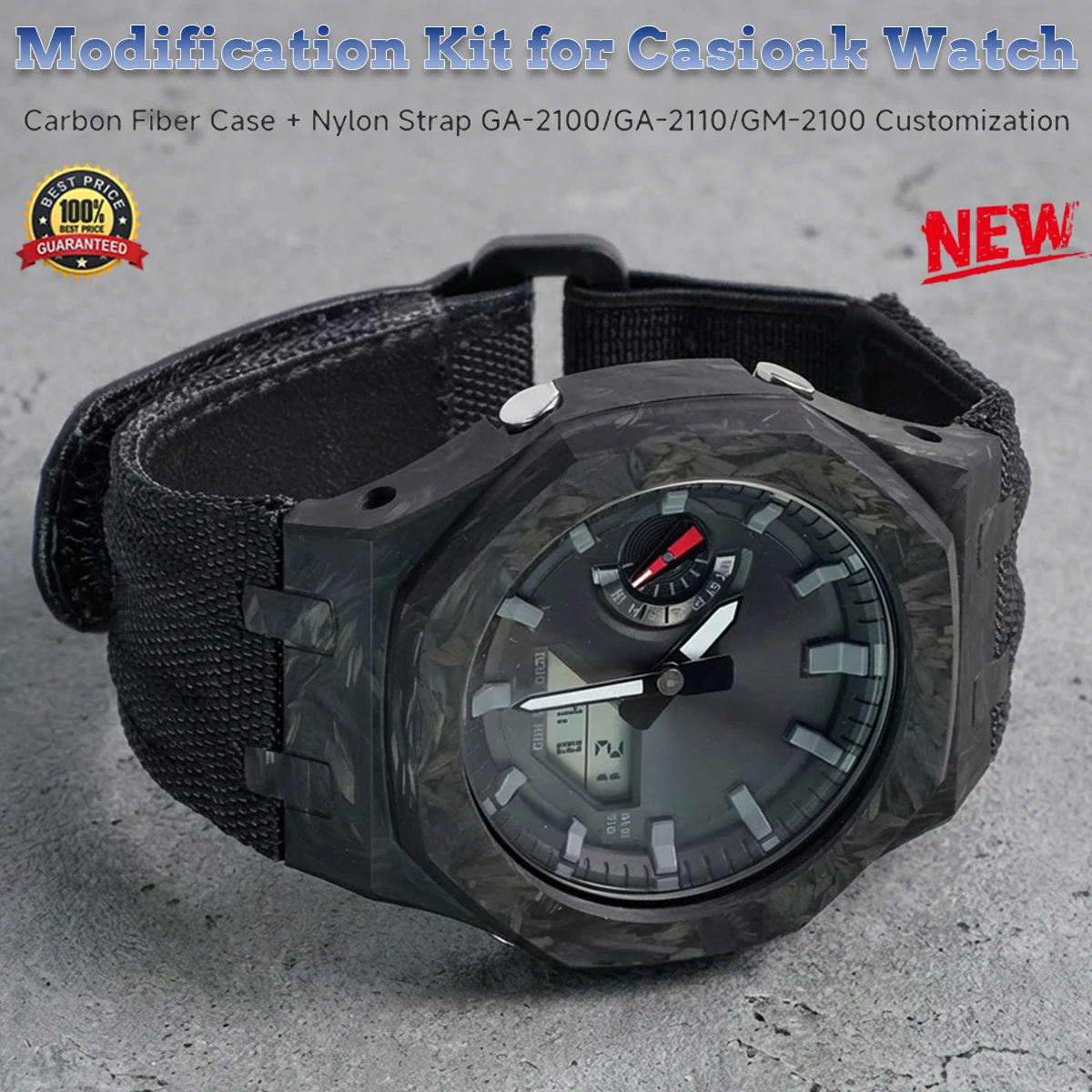 Gen4 Mod Kit For Casioak GA2100 GM2100 Carbon Case Bezel Nylon Strap for Casioak Watch GMB2100 GAB2100 GA2110 Case With Screws