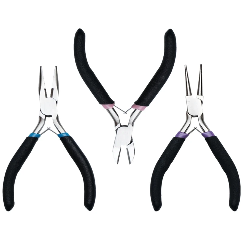 3pcs Alloy Jewelry Pliers for DIY Crafters Needle Nose/Diagonal/Round Nose Pliers Wire Cutter Beading Supplies Drop Shipping